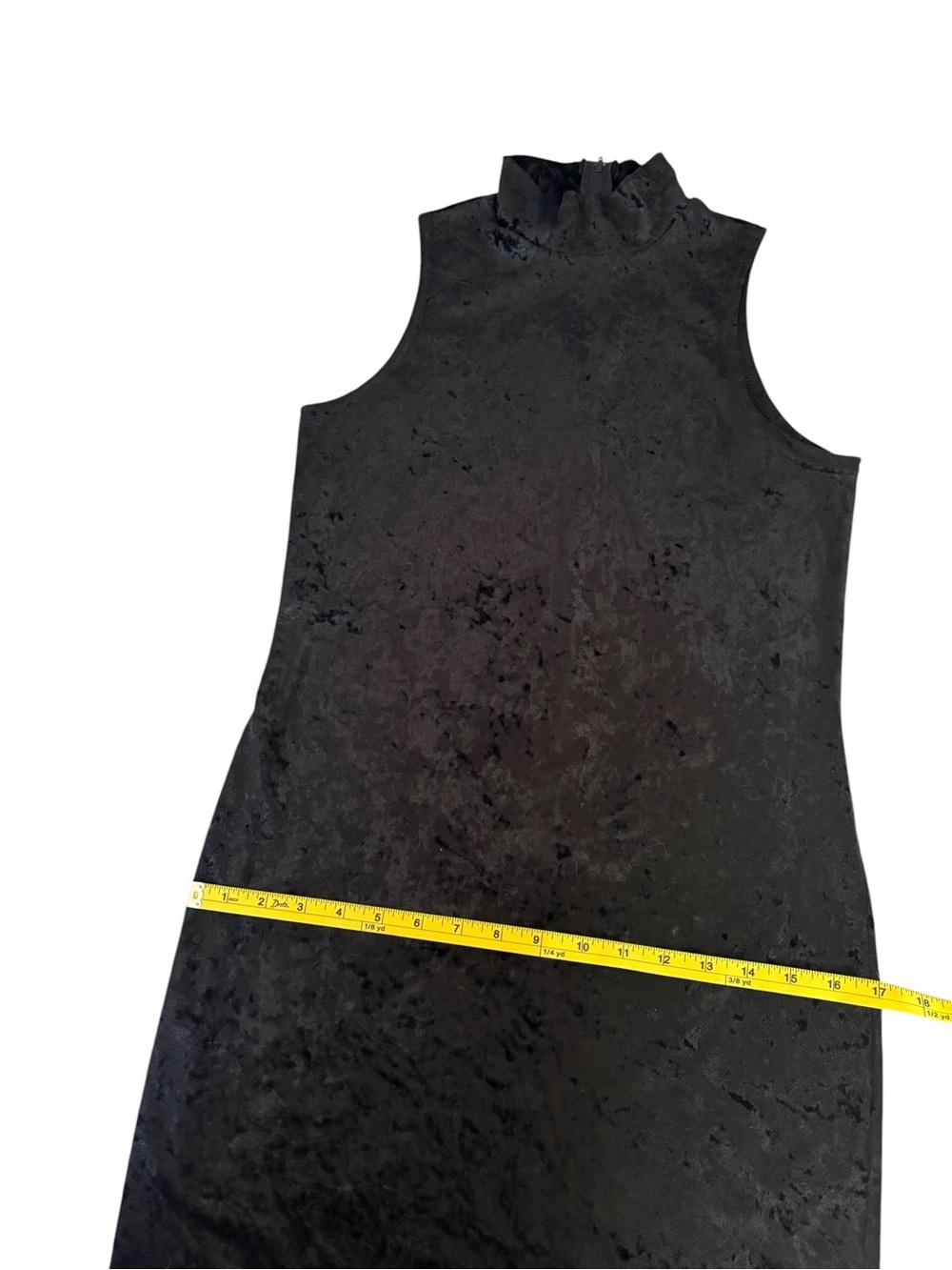 VTG 90s Zanoni by Jalate Crushed Velvet Mock Neck Dress Black Medium Goth Grunge - Picture 8 of 12